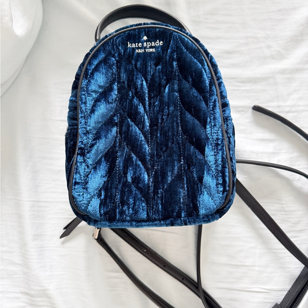 Kate Spade Midnight Blue Velvet Backpack